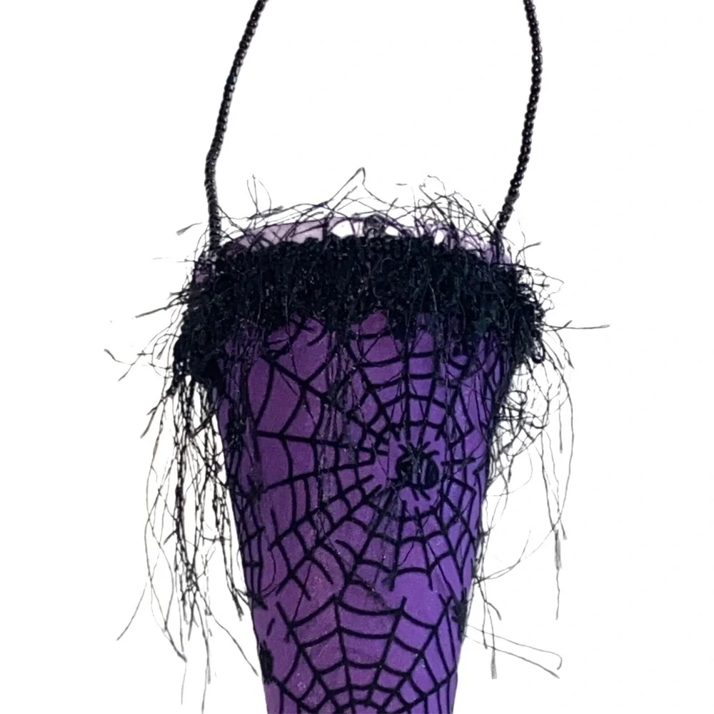 Katherine's Collection ~ CANDY CONTAINER Cone HALLOWEEN Purple Black Spider Web